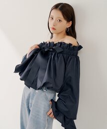 【SALON by Chico】2wayスタンドフリルブラウス