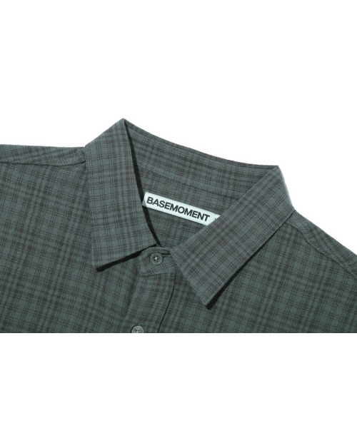 BASEMOMENT(ベースモーメント)の「シェドウチェックリネンハーフシャツスレートグレー(シャツ/ブラウス・メンズ・その他・MEDIUM/LARGE)」の4枚目の写真