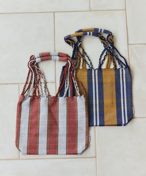 DULTON(ダルトン)の「DULTON × FREAK'S STORE/ダルトン × フリークスストア 別注 HAMMOCK TOTE S ハンモック ストライプ トートバッグ(トートバッグ・メンズ・ネイビー/レッド・ONE SIZE)」の3枚目の写真