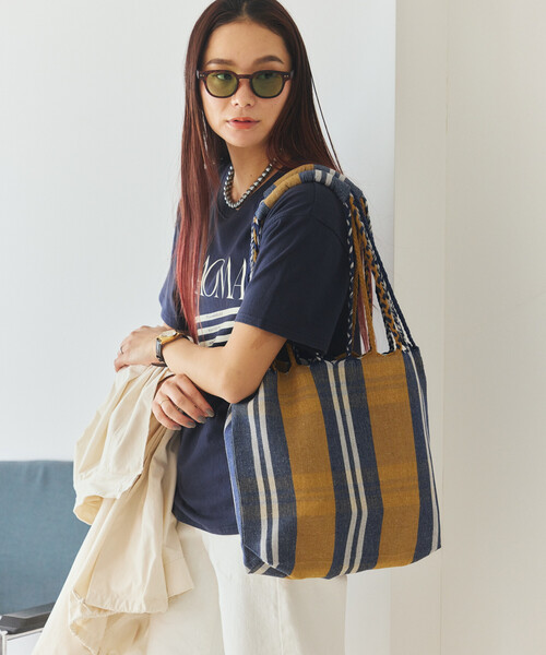 DULTON(ダルトン)の「DULTON × FREAK'S STORE/ダルトン × フリークスストア 別注 HAMMOCK TOTE S ハンモック ストライプ トートバッグ(トートバッグ・メンズ・ネイビー/レッド・ONE SIZE)」の8枚目の写真