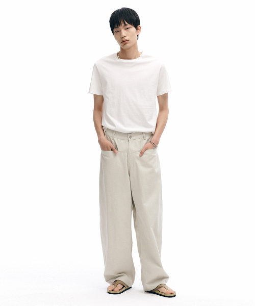 INTEMPOMOOD（インテンポムード）の「ステッチラインバルーンフィットパンツ_ライトグレー（デニムパンツ・メンズ・ライトグレー・MEDIUM/LARGE/X-LARGE）」の16枚目の写真
