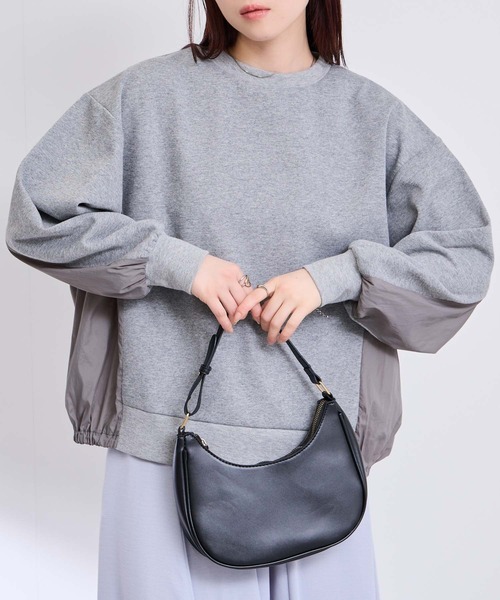 Mac-House(マックハウス)の「トレーナー ナイロン布帛切り替え(Tシャツ/カットソー・レディース・オフホワイト/グレー/ブラック・M/L)」の3枚目の写真