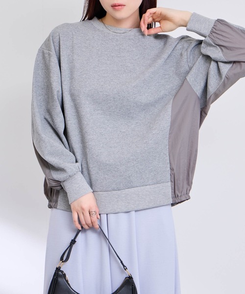 Mac-House(マックハウス)の「トレーナー ナイロン布帛切り替え(Tシャツ/カットソー・レディース・オフホワイト/グレー/ブラック・M/L)」の12枚目の写真