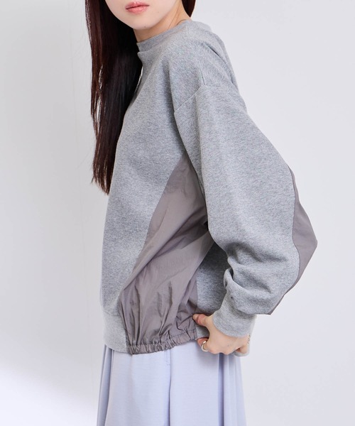 Mac-House(マックハウス)の「トレーナー ナイロン布帛切り替え(Tシャツ/カットソー・レディース・オフホワイト/グレー/ブラック・M/L)」の13枚目の写真
