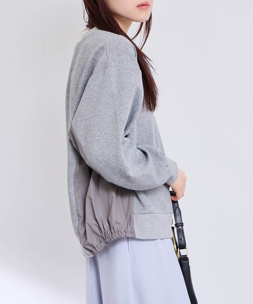 Mac-House(マックハウス)の「トレーナー ナイロン布帛切り替え(Tシャツ/カットソー・レディース・オフホワイト/グレー/ブラック・M/L)」の14枚目の写真