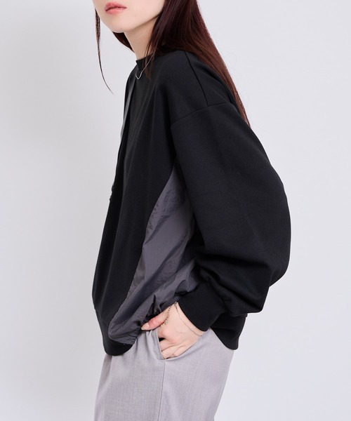 Mac-House(マックハウス)の「トレーナー ナイロン布帛切り替え(Tシャツ/カットソー・レディース・オフホワイト/グレー/ブラック・M/L)」の8枚目の写真
