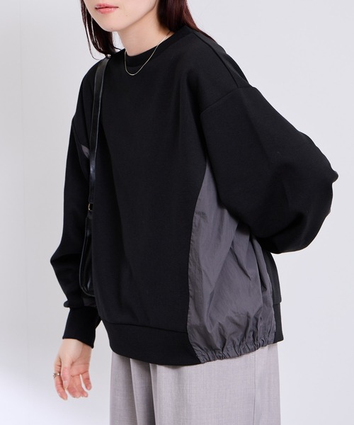 Mac-House(マックハウス)の「トレーナー ナイロン布帛切り替え(Tシャツ/カットソー・レディース・オフホワイト/グレー/ブラック・M/L)」の9枚目の写真