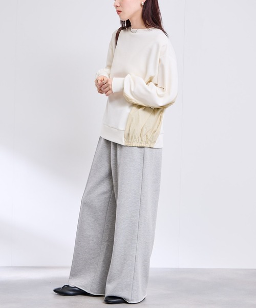 Mac-House(マックハウス)の「トレーナー ナイロン布帛切り替え(Tシャツ/カットソー・レディース・オフホワイト/グレー/ブラック・M/L)」の6枚目の写真