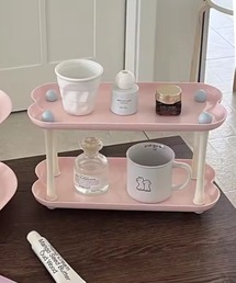 ammy.（エイミードット）の「【 ammy. / エイミードット 】 パステルカラー 2段 ディスプレイ トレー / 収納 スタンド（収納グッズ）」