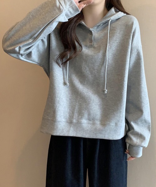 SallyLunn(サリーラン)の「【ゆるっと着こなす】ヘンリーネックフードスウェット(スウェット・レディース・ネイビー/グレー・LARGE/MEDIUM)」の11枚目の写真