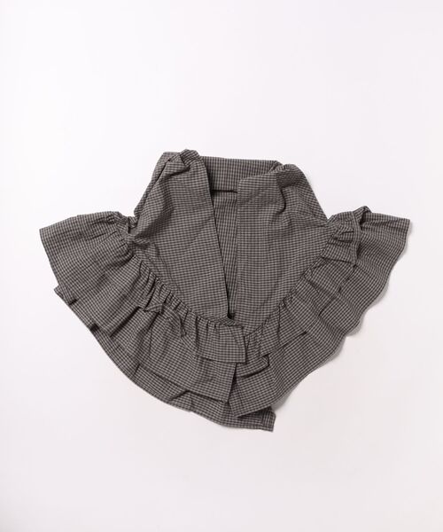 LOWRYS FARM(ローリーズファーム)の「マルチWAYフリルスカーフ 636374(バンダナ/スカーフ・レディース・ブラック/ゴールド・FREE)」の2枚目の写真