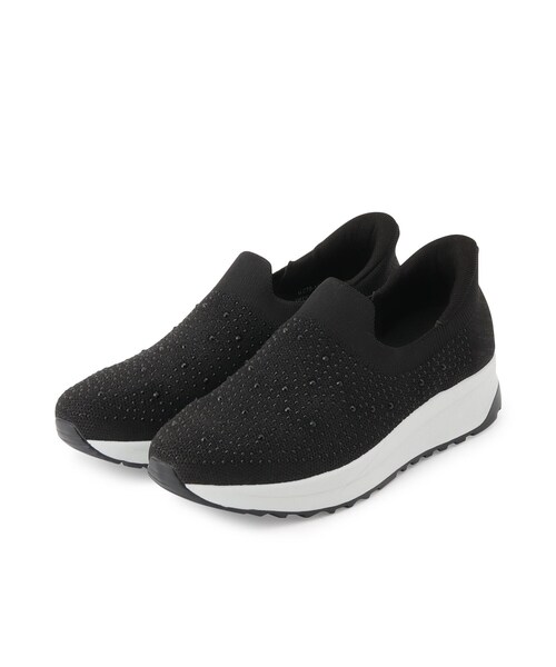 SHOO・LA・RUE（シューラルー）の「【シュッと履ける】キラキラニットスリッポン（その他シューズ・レディース・シルバー/ブラック・45/35/25）」の2枚目の写真