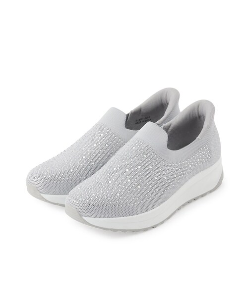 SHOO・LA・RUE（シューラルー）の「【シュッと履ける】キラキラニットスリッポン（その他シューズ・レディース・シルバー/ブラック・45/35/25）」の4枚目の写真