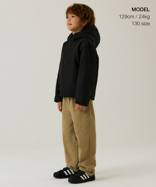 MUSINSA STANDARD KIDS（ムシンサスタンダードキッズ）の「フードパーカーオールラウンドダウンジャケット[ブラック]（ブルゾン・レディース・その他・100/110/120/130/140/150/160）」の2枚目の写真