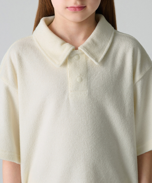 MUSINSA STANDARD KIDS（ムシンサスタンダードキッズ）の「テリークロスポロシャツ[クリーム]（ポロシャツ・レディース・その他・100/110/120/130/140/150/160）」の4枚目の写真