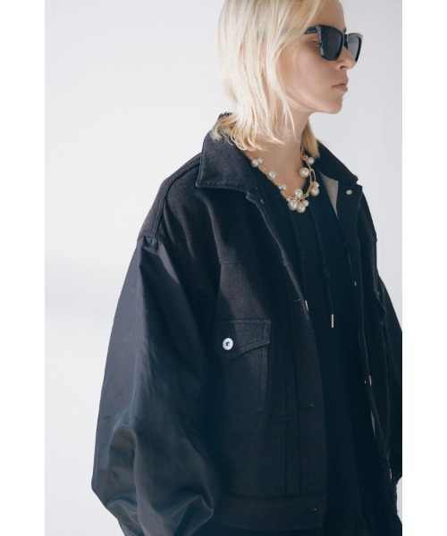 Muel Chic(ミュエルシック)の「Nove sweat denim jacket ノーヴェスウェットデニムジャケット(デニムジャケット・レディース・ブルー/ブラック/インディゴブルー・FREE)」の13枚目の写真