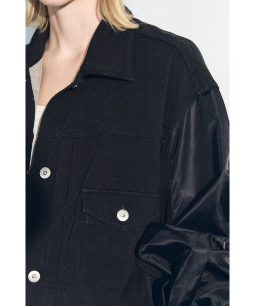 Muel Chic(ミュエルシック)の「Nove sweat denim jacket ノーヴェスウェットデニムジャケット(デニムジャケット・レディース・ブルー/ブラック/インディゴブルー・FREE)」の5枚目の写真