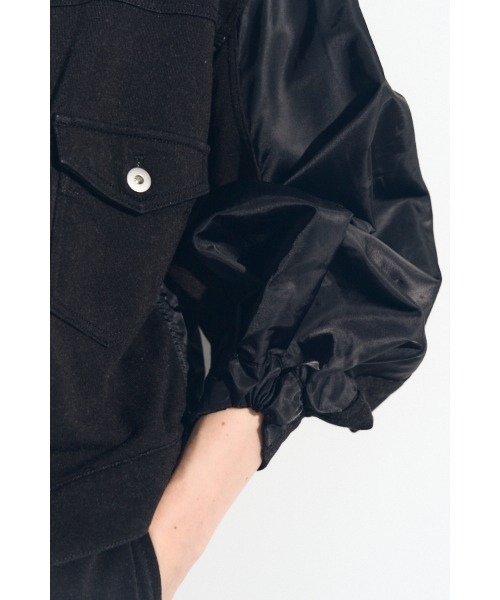 Muel Chic(ミュエルシック)の「Nove sweat denim jacket ノーヴェスウェットデニムジャケット(デニムジャケット・レディース・ブルー/ブラック/インディゴブルー・FREE)」の6枚目の写真