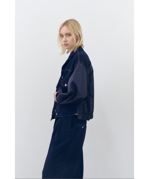 Muel Chic(ミュエルシック)の「Nove sweat denim jacket ノーヴェスウェットデニムジャケット(デニムジャケット・レディース・ブルー/ブラック/インディゴブルー・FREE)」の9枚目の写真