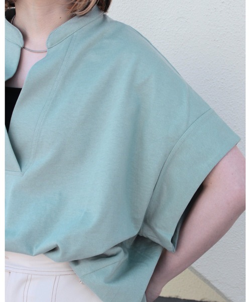amini(アミニ)の「スタンドスキッパーカットソー(Tシャツ/カットソー・レディース・ブラック/グレイッシュベージュ/ホワイト/ミント・MEDIUM)」の6枚目の写真