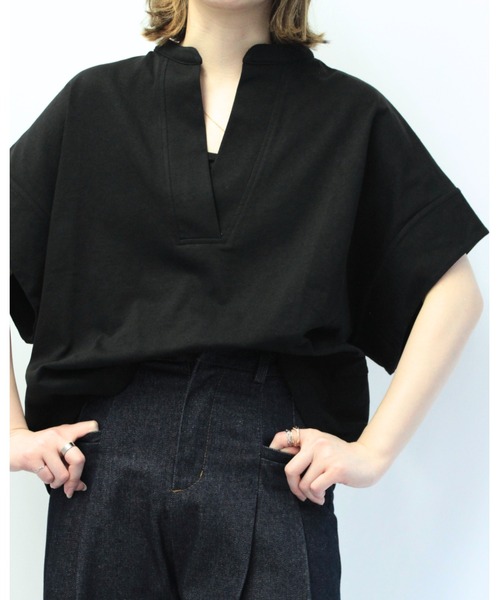 amini(アミニ)の「スタンドスキッパーカットソー(Tシャツ/カットソー・レディース・ブラック/グレイッシュベージュ/ホワイト/ミント・MEDIUM)」の10枚目の写真
