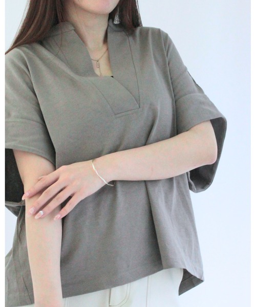 amini(アミニ)の「スタンドスキッパーカットソー(Tシャツ/カットソー・レディース・ブラック/グレイッシュベージュ/ホワイト/ミント・MEDIUM)」の17枚目の写真