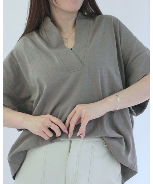 amini(アミニ)の「スタンドスキッパーカットソー(Tシャツ/カットソー・レディース・ブラック/グレイッシュベージュ/ホワイト/ミント・MEDIUM)」の18枚目の写真