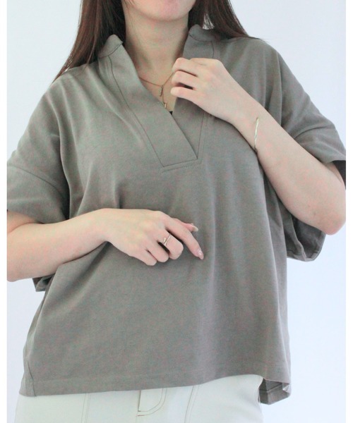 amini(アミニ)の「スタンドスキッパーカットソー(Tシャツ/カットソー・レディース・ブラック/グレイッシュベージュ/ホワイト/ミント・MEDIUM)」の16枚目の写真