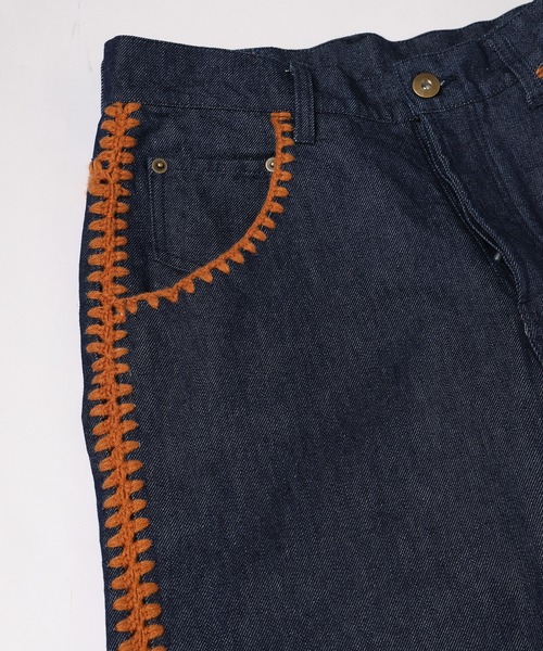 amok（アモク）の「HAND KNITTING DENIM PANTS（デニムパンツ・メンズ・インディゴブルー・L/M/S）」の2枚目の写真