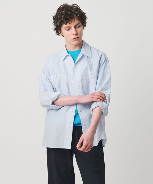UNITED ARROWS（ユナイテッドアローズ）の「フェザーポプリン オーバーシャツ（シャツ/ブラウス・メンズ・ブラック/ライトブルー・XL/S/L/M）」の2枚目の写真