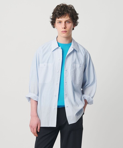 UNITED ARROWS（ユナイテッドアローズ）の「フェザーポプリン オーバーシャツ（シャツ/ブラウス・メンズ・ブラック/ライトブルー・XL/S/L/M）」の5枚目の写真