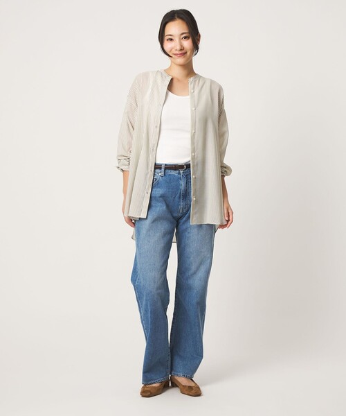 A DAY IN THE LIFE UNITED ARROWS(アデイインザライフユナイテッドアローズ)の「シアーストライプ バンドカラーシャツ <A DAY IN THE LIFE>(シャツ/ブラウス・レディース・オリーブ/グレー系/コバルトブルー・FREE)」の8枚目の写真