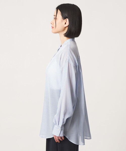 A DAY IN THE LIFE UNITED ARROWS(アデイインザライフユナイテッドアローズ)の「シアーストライプ バンドカラーシャツ <A DAY IN THE LIFE>(シャツ/ブラウス・レディース・オリーブ/グレー系/コバルトブルー・FREE)」の11枚目の写真