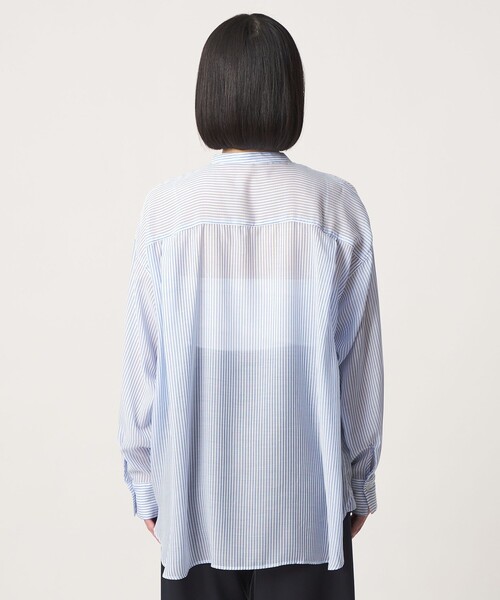 A DAY IN THE LIFE UNITED ARROWS(アデイインザライフユナイテッドアローズ)の「シアーストライプ バンドカラーシャツ <A DAY IN THE LIFE>(シャツ/ブラウス・レディース・オリーブ/グレー系/コバルトブルー・FREE)」の12枚目の写真