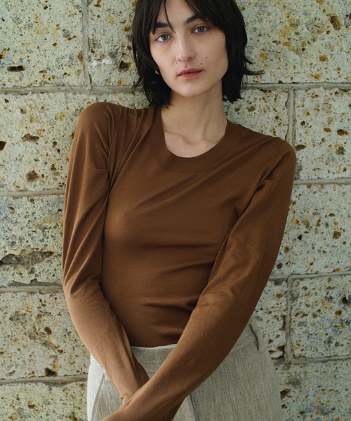 plage（プラージュ）の「R’IAM KNIT LONG TEE（ニット/セーター・レディース・ブラウン/ホワイト/ダークグリーン・FREE）」の3枚目の写真