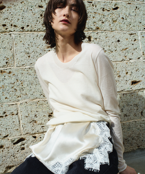 plage（プラージュ）の「R’IAM KNIT LONG TEE（ニット/セーター・レディース・ブラウン/ホワイト/ダークグリーン・FREE）」の2枚目の写真