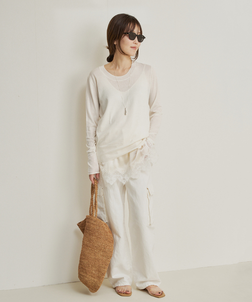plage（プラージュ）の「R’IAM KNIT LONG TEE（ニット/セーター・レディース・ブラウン/ホワイト/ダークグリーン・FREE）」の4枚目の写真