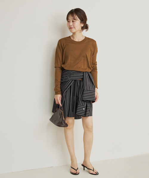 plage（プラージュ）の「R’IAM KNIT LONG TEE（ニット/セーター・レディース・ブラウン/ホワイト/ダークグリーン・FREE）」の6枚目の写真