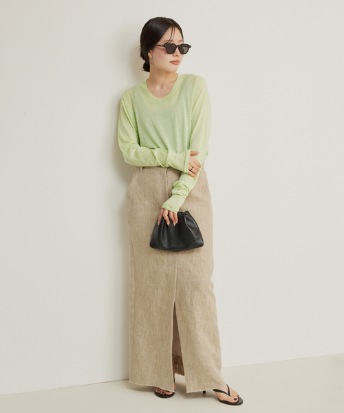 plage（プラージュ）の「R’IAM KNIT LONG TEE（ニット/セーター・レディース・ブラウン/ホワイト/ダークグリーン・FREE）」の7枚目の写真