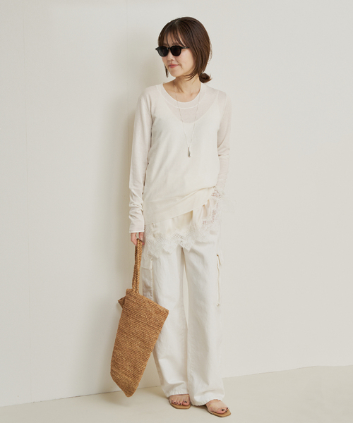 plage（プラージュ）の「R’IAM KNIT LONG TEE（ニット/セーター・レディース・ブラウン/ホワイト/ダークグリーン・FREE）」の8枚目の写真