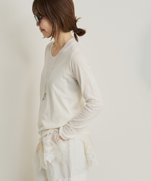 plage（プラージュ）の「R’IAM KNIT LONG TEE（ニット/セーター・レディース・ブラウン/ホワイト/ダークグリーン・FREE）」の12枚目の写真