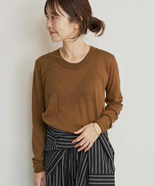plage（プラージュ）の「R’IAM KNIT LONG TEE（ニット/セーター・レディース・ブラウン/ホワイト/ダークグリーン・FREE）」の17枚目の写真