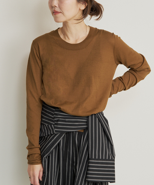 plage（プラージュ）の「R’IAM KNIT LONG TEE（ニット/セーター・レディース・ブラウン/ホワイト/ダークグリーン・FREE）」の19枚目の写真