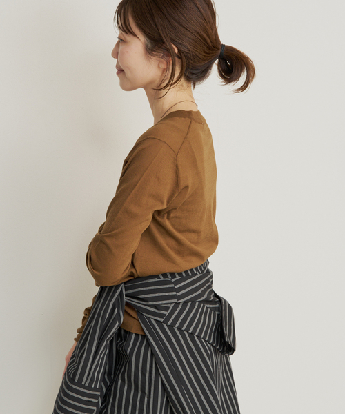plage（プラージュ）の「R’IAM KNIT LONG TEE（ニット/セーター・レディース・ブラウン/ホワイト/ダークグリーン・FREE）」の20枚目の写真