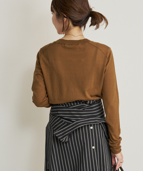 plage（プラージュ）の「R’IAM KNIT LONG TEE（ニット/セーター・レディース・ブラウン/ホワイト/ダークグリーン・FREE）」の21枚目の写真