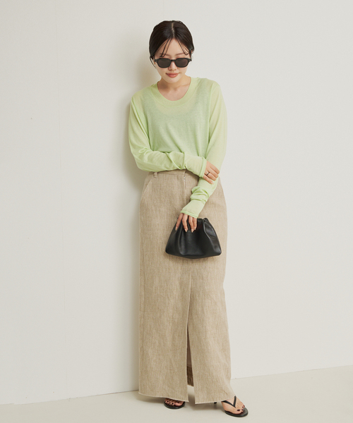 plage（プラージュ）の「R’IAM KNIT LONG TEE（ニット/セーター・レディース・ブラウン/ホワイト/ダークグリーン・FREE）」の22枚目の写真