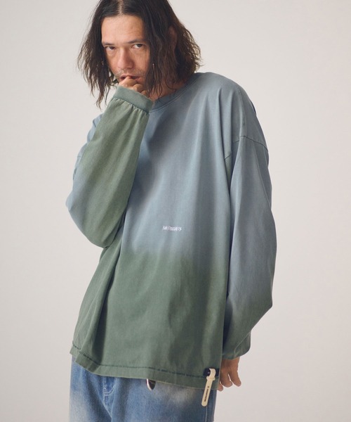 ADAM PATEK(アダムパテック)の「ADAMPATEK/gallagher aging embroidered long-sleeved T/刺繍入りエイジング加工ロングスリーブT(Tシャツ/カットソー・メンズ・ブラック/ホワイト/グリーン/ピンク・1/2)」の1枚目の写真