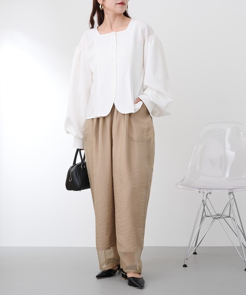 MAISON BREEZE(メゾンブリーズ)の「【MAISON BREEZE】オーガンジータックパンツ trc(その他パンツ・レディース・ブラウン/グレイッシュベージュ/ブラック・FREE)」の12枚目の写真