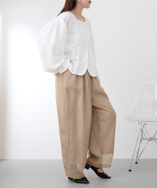 MAISON BREEZE(メゾンブリーズ)の「【MAISON BREEZE】オーガンジータックパンツ trc(その他パンツ・レディース・ブラウン/グレイッシュベージュ/ブラック・FREE)」の11枚目の写真