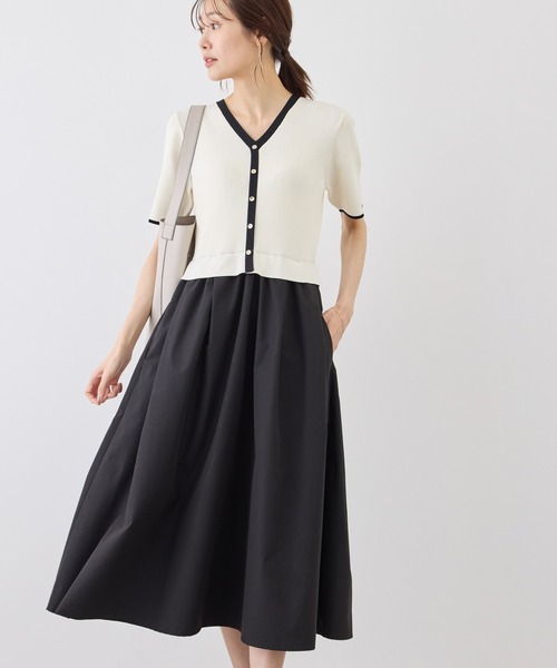 組曲 セツコサジテール picnic プリントドッキングリブ ニット Jules Knit Docking Tiered Dress
